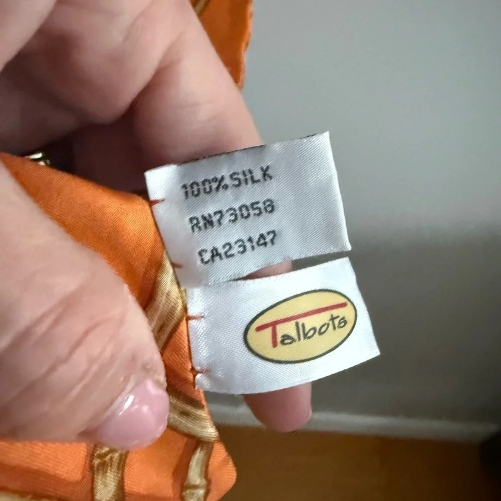 Talbots 100% Silk Orange Bamboo Lattice Scarf